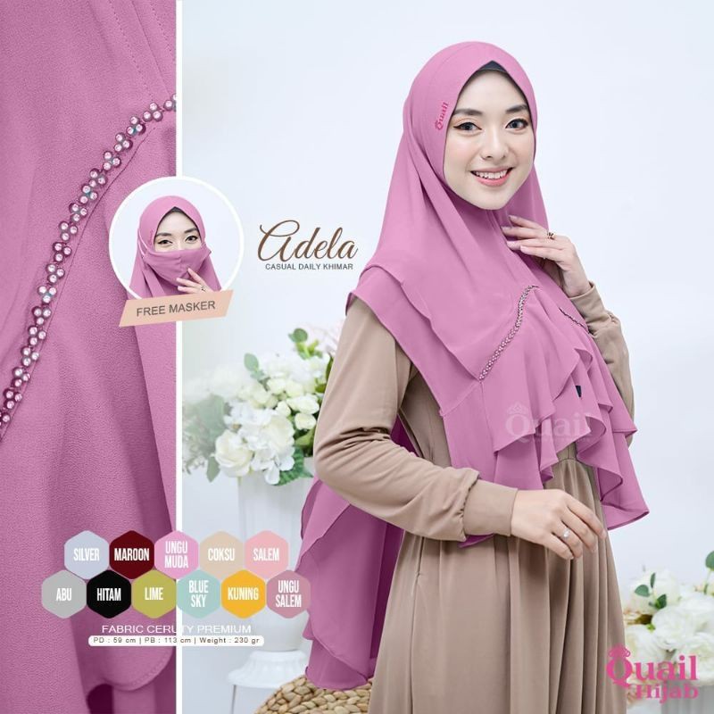 ADELA ORIGINAL QUAIL HIJAB | KHIMAR PINK | KHIMAR QUAIL
