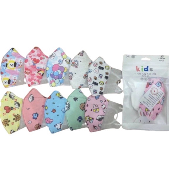 isi 10pcs/pack Masker Duckbill BAYI BATITA BT21 BTS KOREA FASHION DISPOSABLE Fashion MASK IMPORT Anti Virus