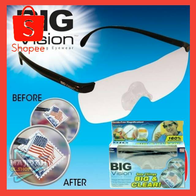 Big Vision Magnifier Glasses / Kacamata Pembesar