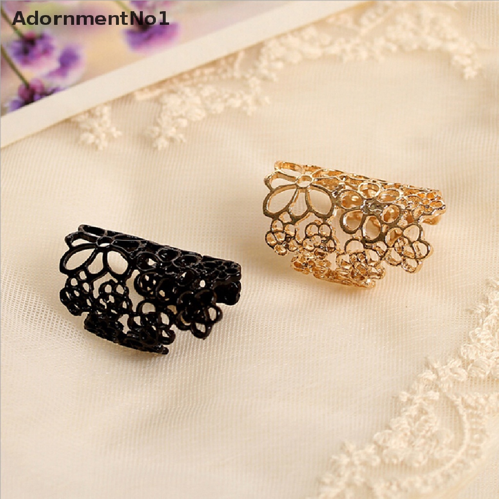 (AdornmentNo1) Cincin Lace Motif Bunga Aksen Hollow Untuk Perhiasan Wanita