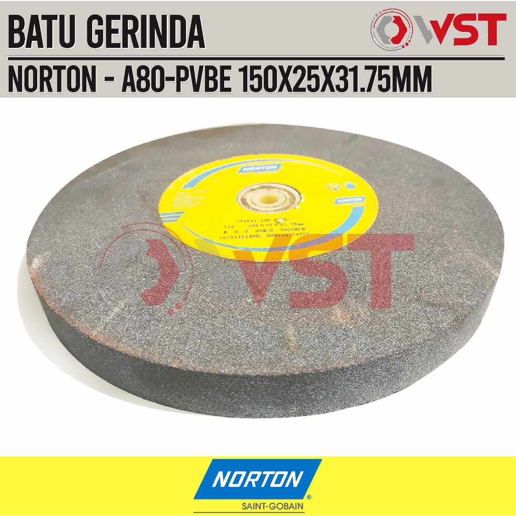 Norton Batu Gerinda Duduk 6Inch A80 / Batu Asah 150x25x31.75 Grit 80