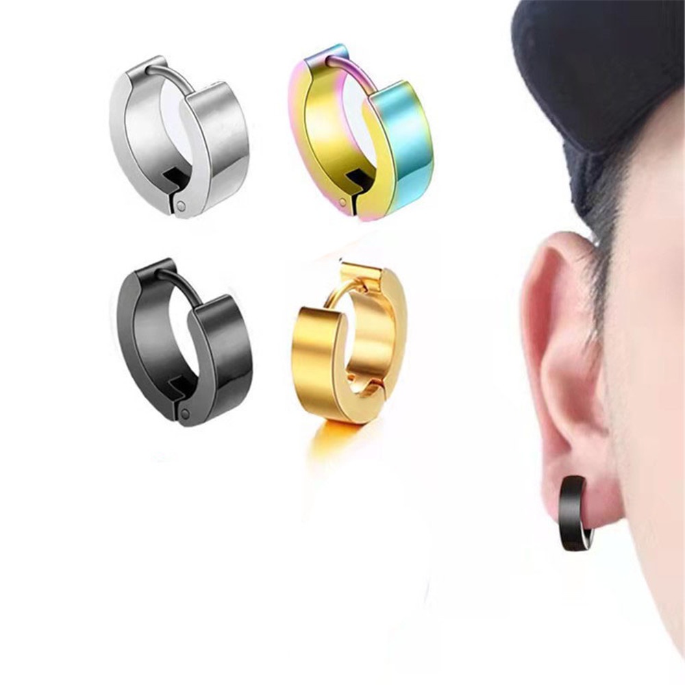 【COD Tangding】1PC Men Titanium Steel Earring Retro Hip Hop Earstuds Fashion Accessories Jewelry