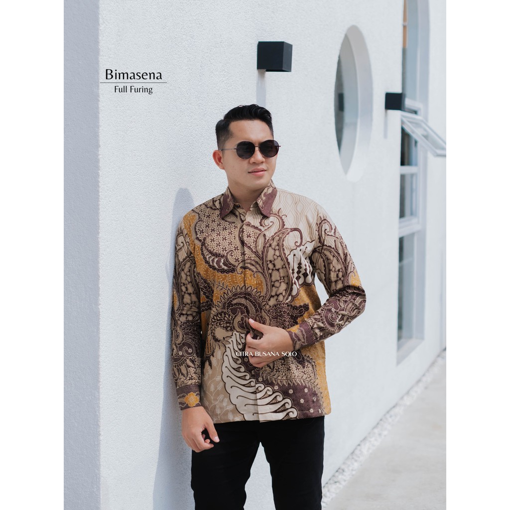 BIMASENA Kemeja Batik Pria Full Furing Bahan Katun Halus Sragenan