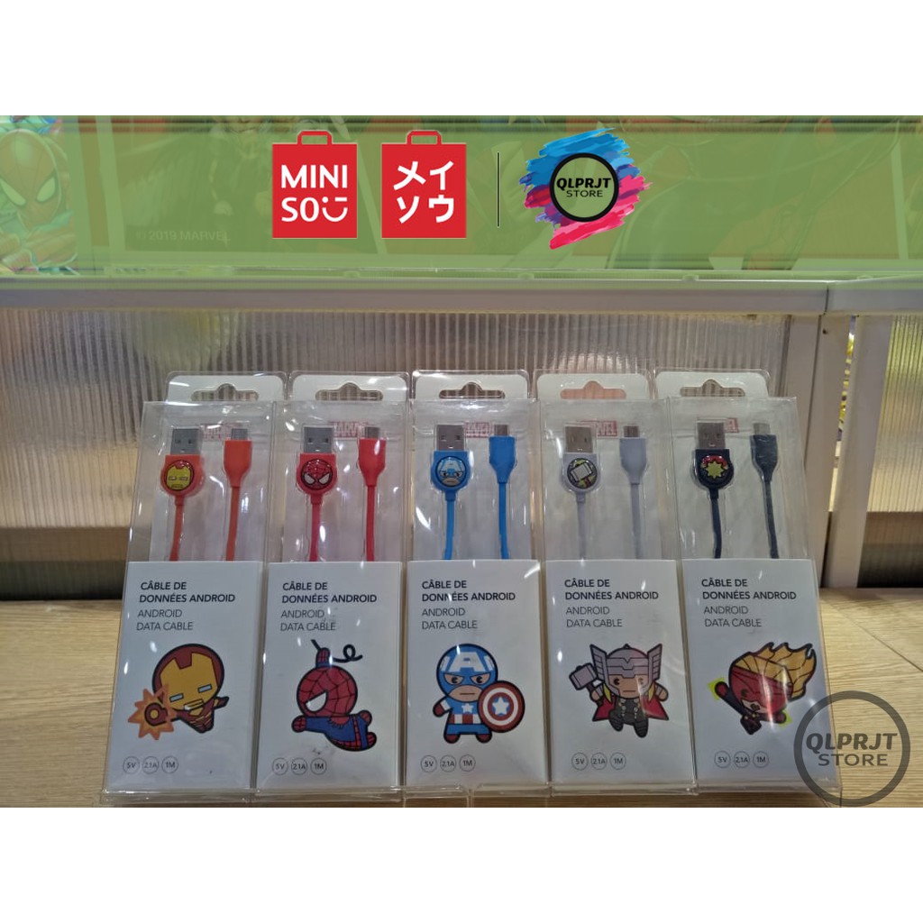 Kabel Android Charger USB Marvel 1M By MINISO JAPAN