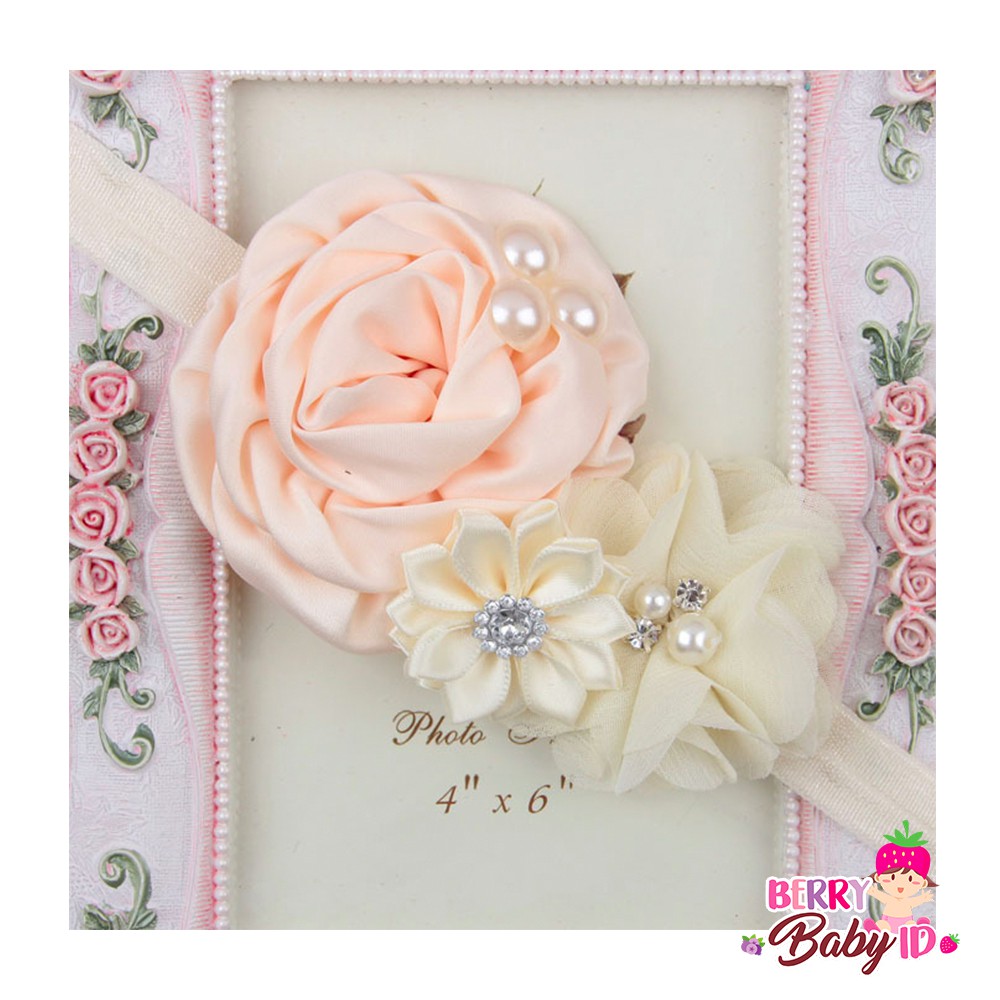 YooBerry Pita Anak Bando Bandana Bayi Korea Satin Big Flower Sachi Baby SAA007 Berry Mart