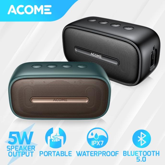 FREE ONGKIR Acome Speaker Bluetooth 5.0 Portable IPX7 Waterproof TWS 5W A8