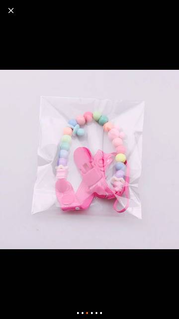 LZ.N12 klip pacifier rantai Manik. Clip pacifier. Tali rantai empeng manik2