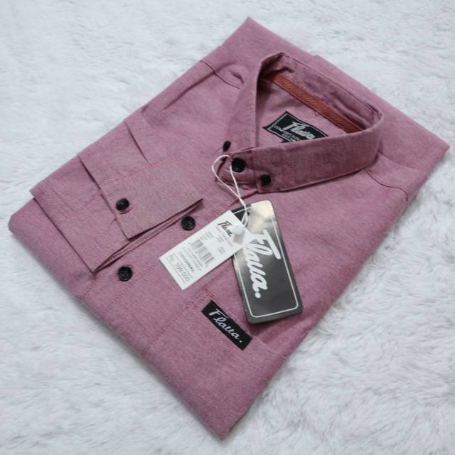 PAKIAN PRIA KEMEJA PRIA KASUAL LENGAN PANJANG SLIM FIT HAYDEN KANTORAN PUTIH MAROON M / L / XL JTRS