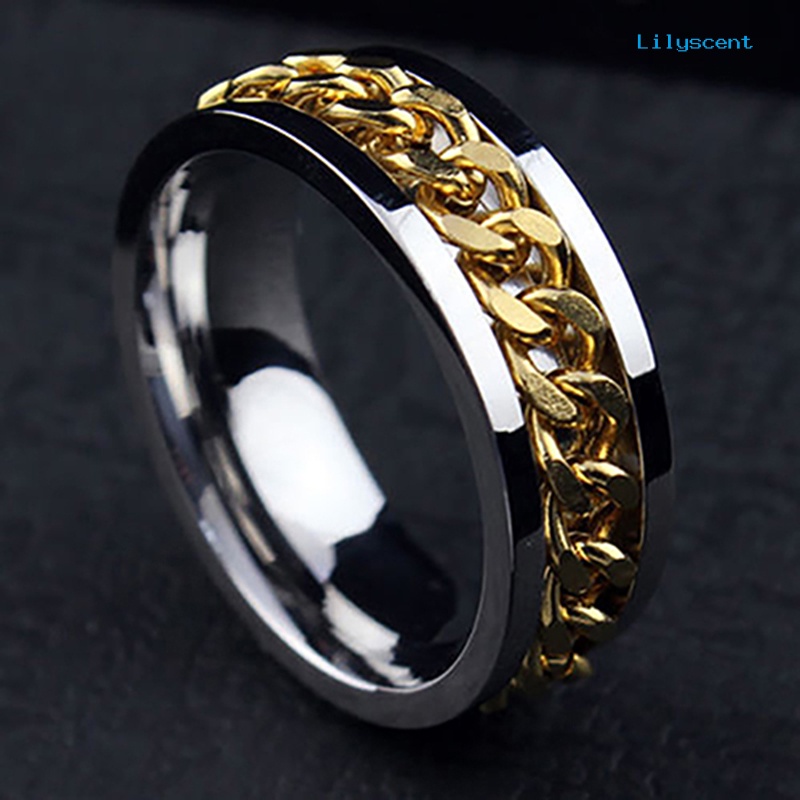 Ls Cincin Rantai Stainless Steel Gaya Punk Untuk Pria / Wanita