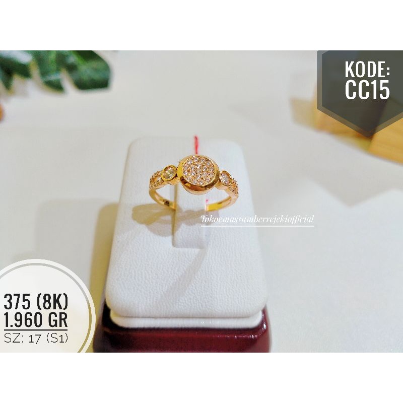Cincin bentuk lingkaran permata putih 375 (8k) /  cincin / cincin 375 / cincin 8k / cincin kadar 375