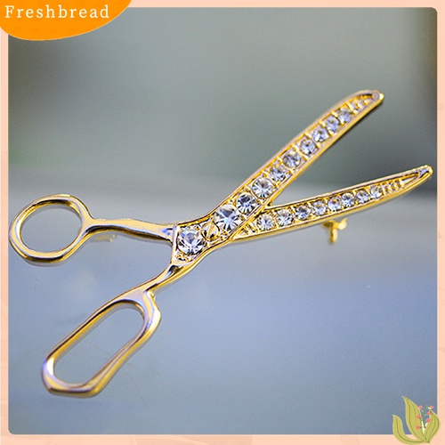 Terlaris Lovely Handmade Rhinestone Scissor Gold-Plated Brooch Pin Jewelry Best Xmas Gift