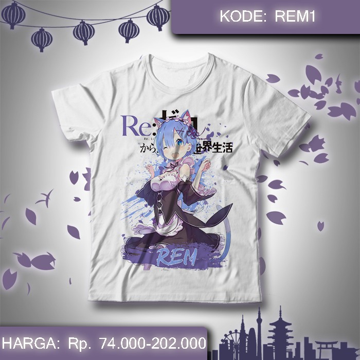 Baju Kaos Anime Re:Zero - Rem Neko Ver. Re Zero Isekai Ram 1