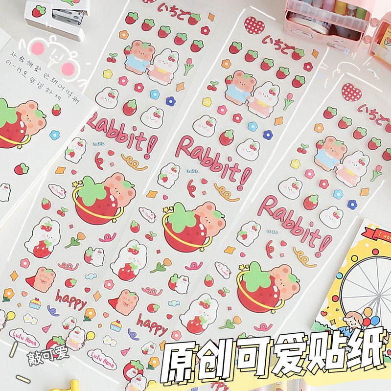 [littlecrab] Stiker 2d Tumblr Aesthetic Kelinci Sticker PVC Korean Rabbit Cute Girl Love Bear Stiker Lucu Dekorasi Gelas Diary DIY Ins Stationary Kit B