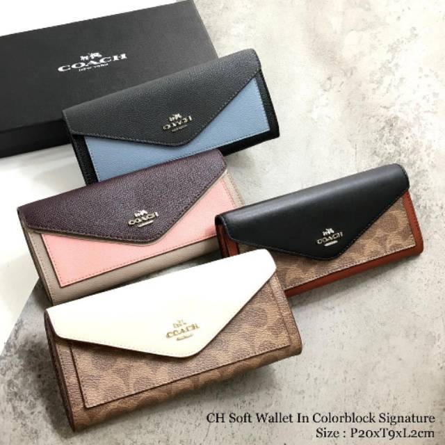 Coach Soft Wallet In Colorblock Signature dompet purse original authentic asli ori factory outlet.