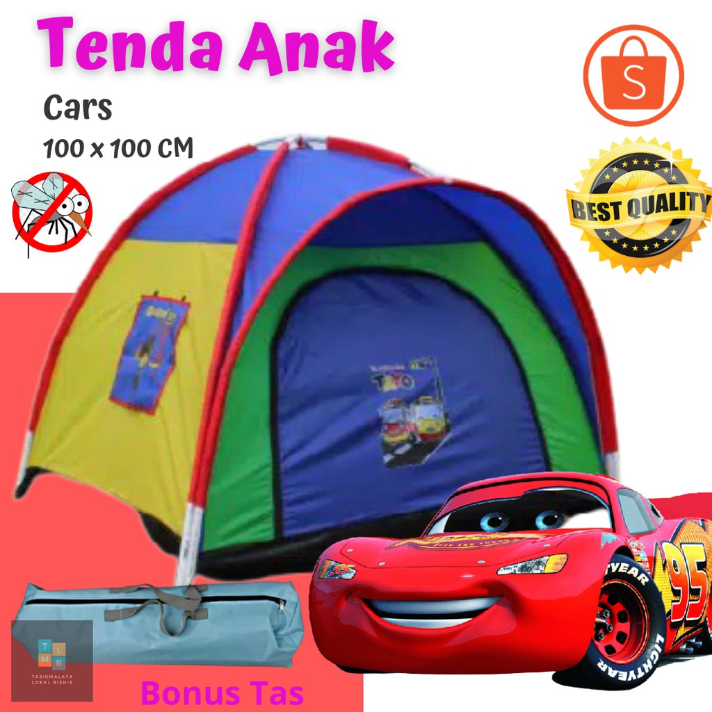 Tenda Anak Karakter Cars Ukuran 100 x 100 cm - Tenda Anak Camping - Tenda Anak Murah Parasut