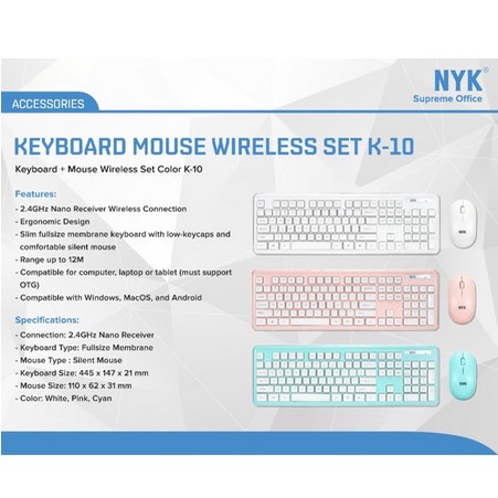 ITSTORE NYK Supreme K10 Wireless Keyboard Mouse Combo Silent  2.4Ghz K-10