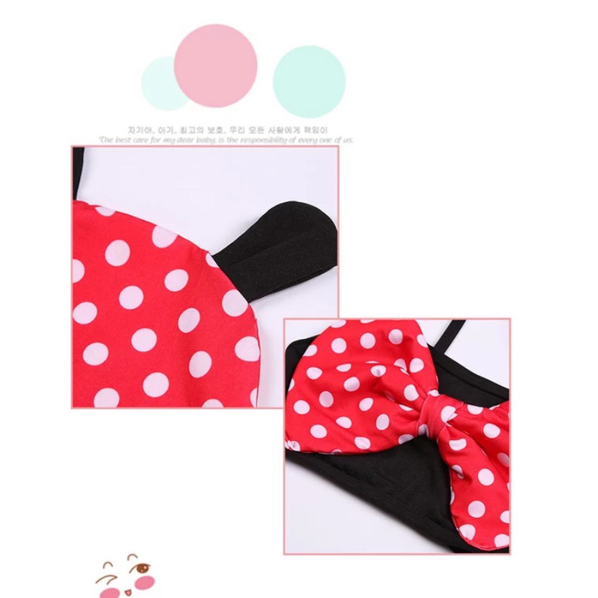 PAKAIAN BAJU RENANG BIKINI SET DESAIN MINNIE MOUSE ANAK BAYI 3 IN 1 SWIM SUIT TOPI BAJU CELANA