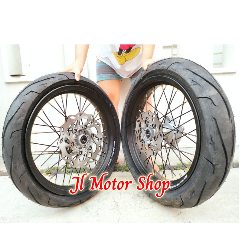 BAN VELG SUPER MOTO SUPERMOTO CRF 150 L KLX 150 WR 155 TROMOL WARNA Plus Ban