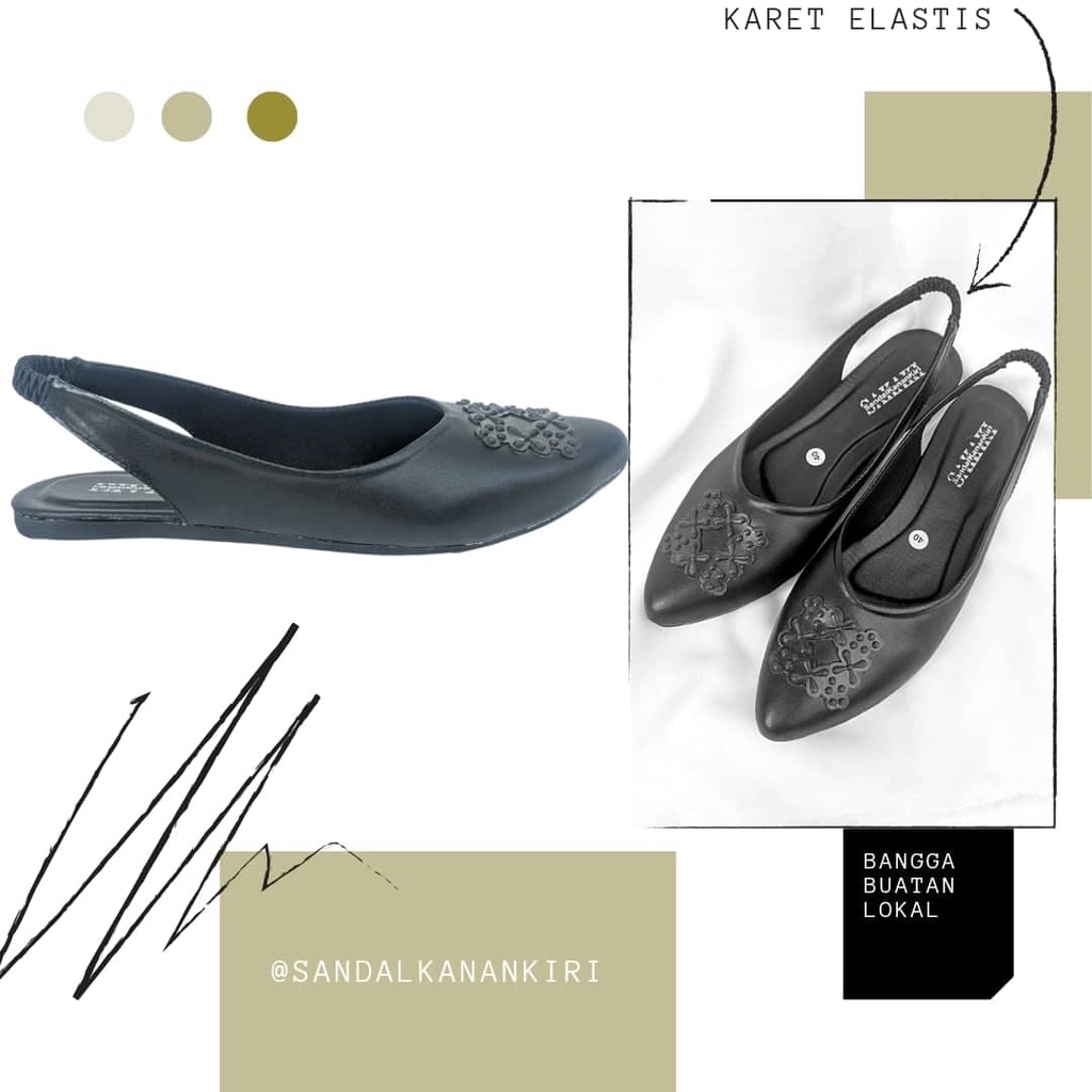 SAKAKI - Sepatu Flat shoes Wanita Sepatu Flatshoes Perempuan Black Series Slip-On, Mules &amp; Mary Janes SK-17