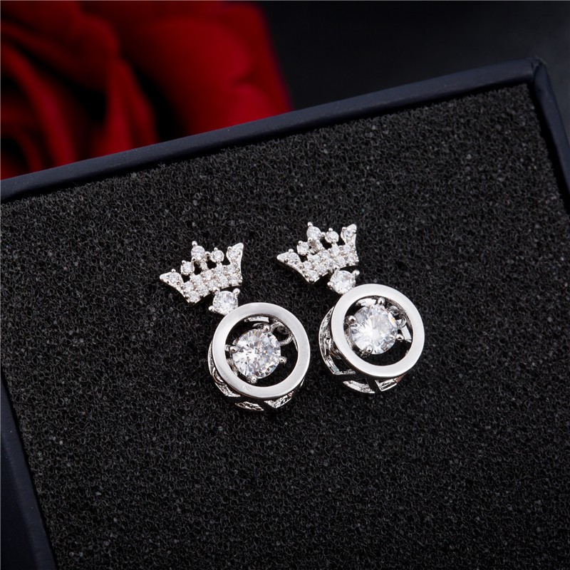 Anting Silver Perak S925 Wanita Fashion Murah AAS004 motif mahkota bulat cocok pesta