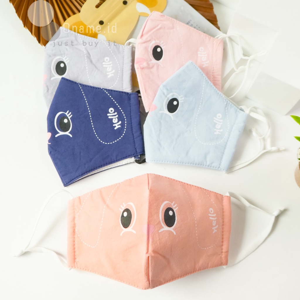 Oname.id Masker Kain anak Motif Lucu Tali Adjustable Bahain Kain Katun Premium Bisa Dicuci Grosir Im
