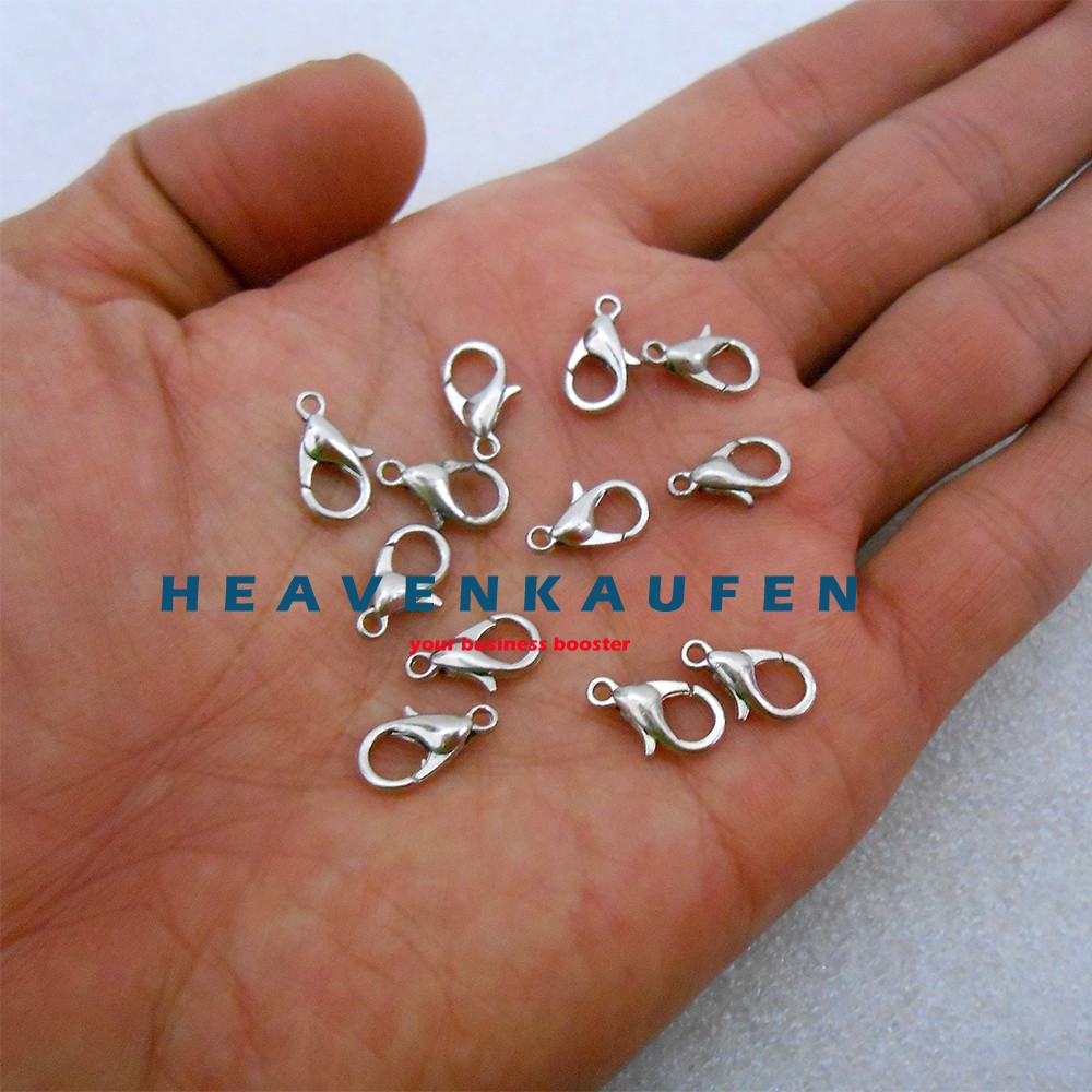 Kait Lobster / Kokot Udang Kecil Panjang 1,2 cm Diameter Lubang 1 mm Warna Silver Harga Per Lusin