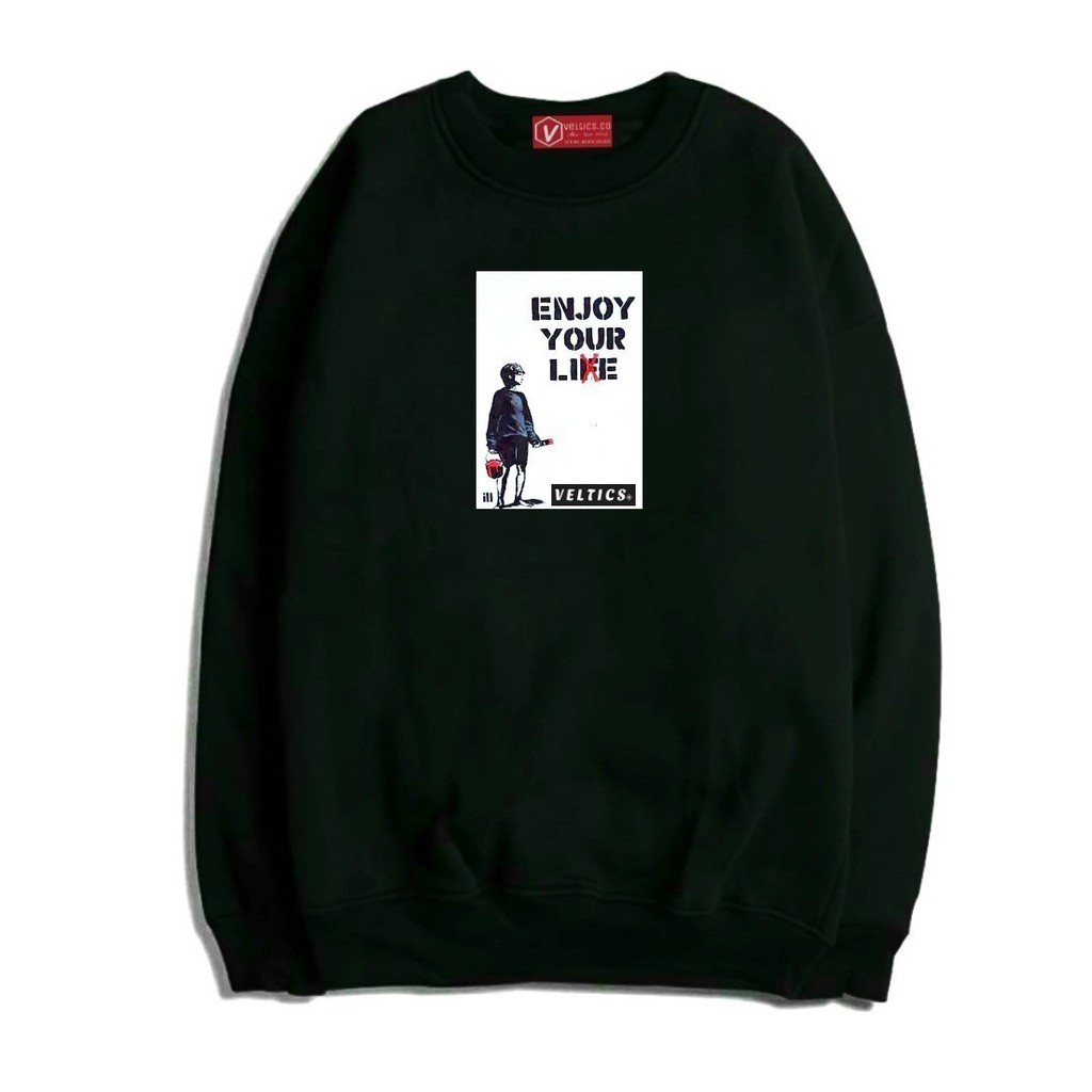 Crewneck Veltic Pria Distro Keren Hitam Suwiter Premium Pria Wanita