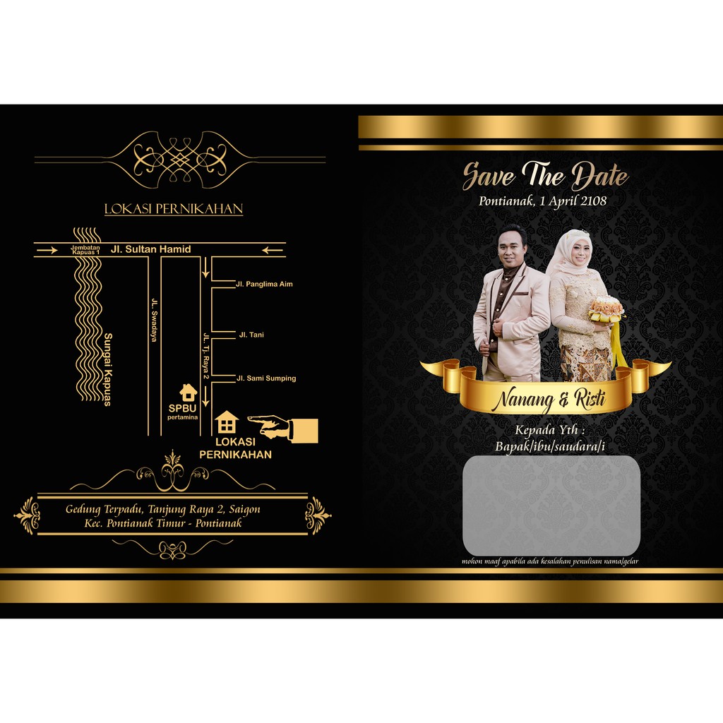 Jual Surat Undangan Pernikahan Black Gold Wedding Invitation Surat