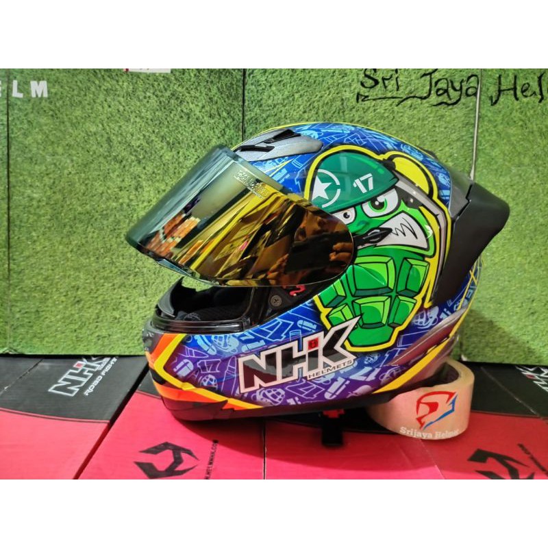 HELM NHK RX9 CARELL ABRAHAM BLUE/GREN//HELM NHK RX9 PAKET GANTENG