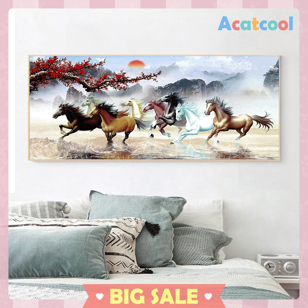 100x50cm Nine Running Horses Diamond Painting Full Round Drill Cross Stitch