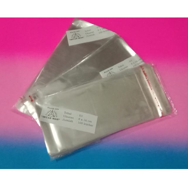 TERBAIK!!! Plastik OPP 8 x 16 cm Seal/Lem 1 pack isi 1000 Lembar