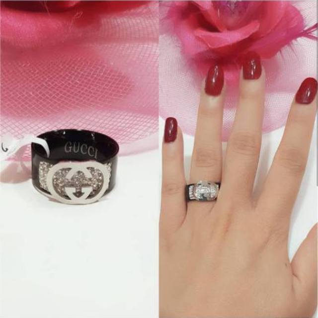 Cincin Guccix Titanium Premium Size 6 7 8  Anti karat anti alergi