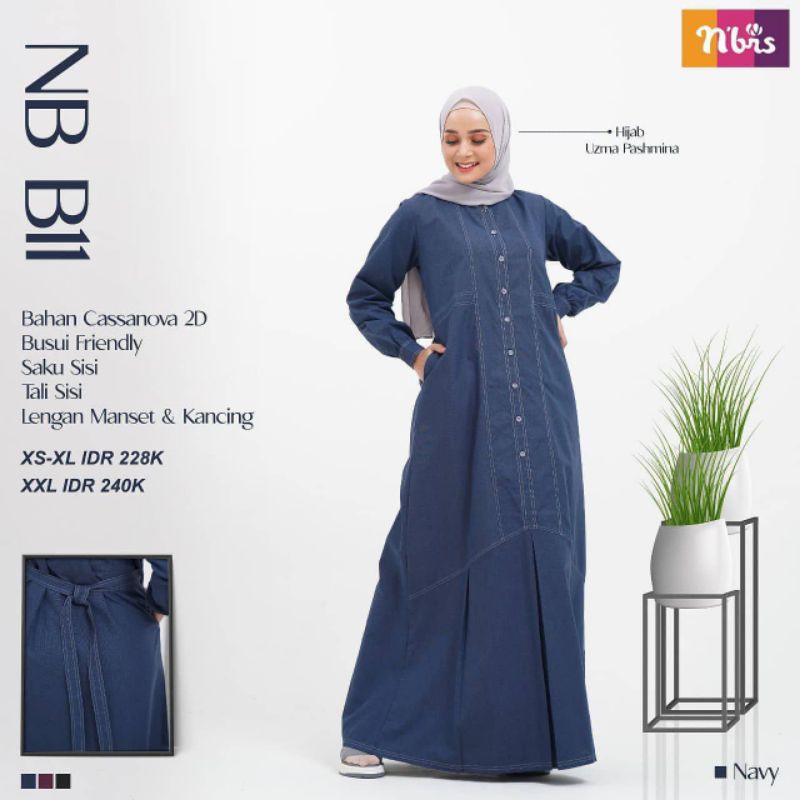 Nibras NB B11 Navy/Maroon/Hitam @milihijab