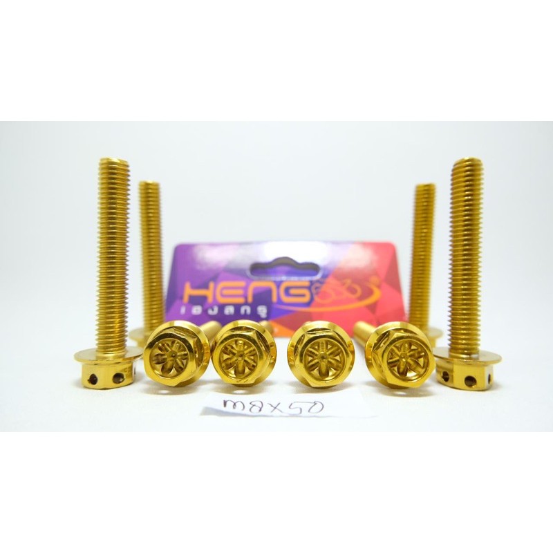 baut probolt flower gold blue burn HENG THAILAND m8x50 8x50 drat 12 panjang 5cm