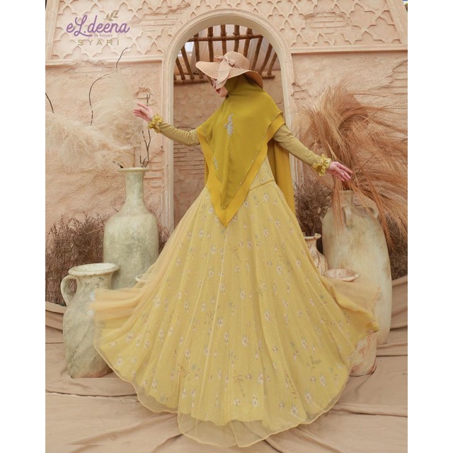 Mahira Series Eldeena Syari By Kanaya Original Gamis Dewasa Ceruty Babydoll Elegan Dress Ibu Ibu Kon