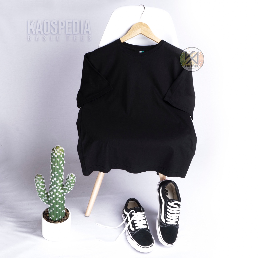 KAOS POLOS COTTON COMBED 30S LENGAN PENDEK PRIA WANITA-HITAM SOLID