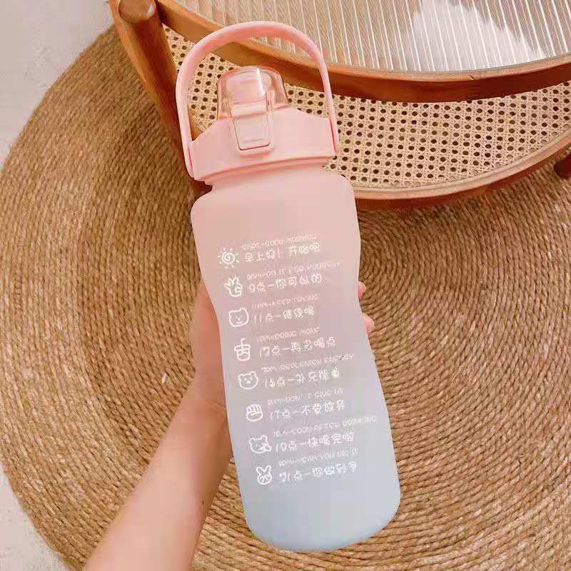 Botol minum motivasi penanda waktu 2 liter / botol minum korea kekinian