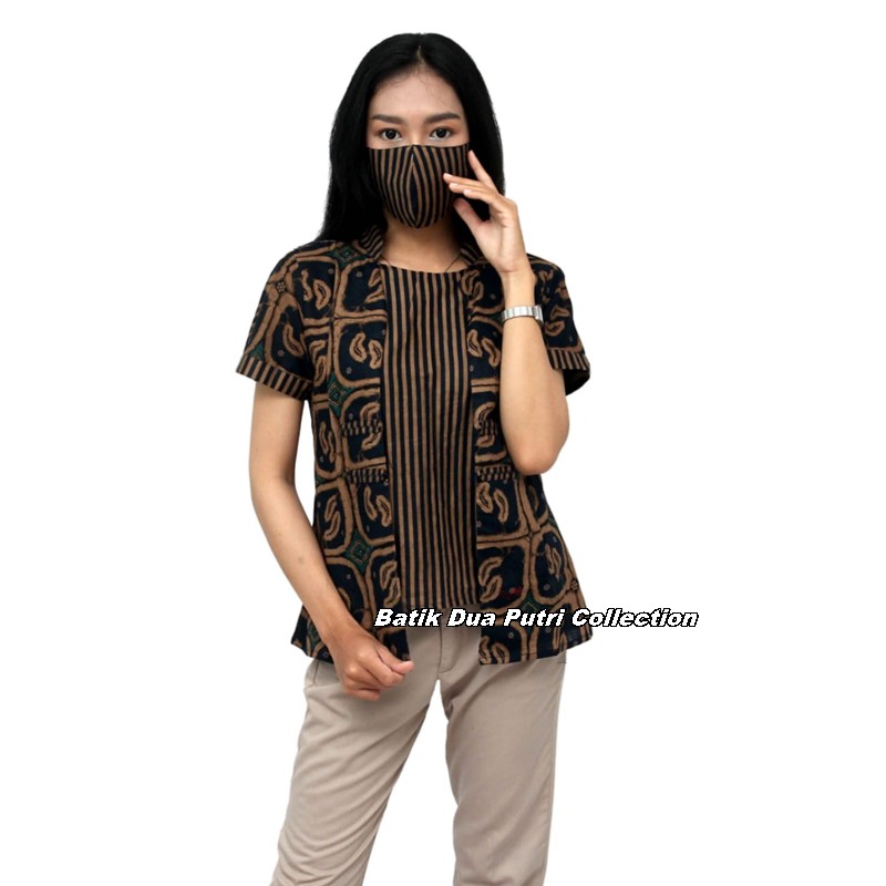 Atasan Batik Wanita Blouse Modern Tiga Model Lengan -Pendek - 7/8 - panjang S-M-L-XL-XXL-3L-4L-5L-1