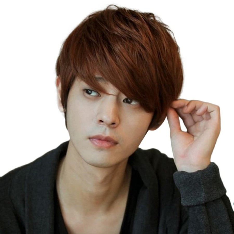 Wig pendek korea coklat brown bts exo shinne bigbang