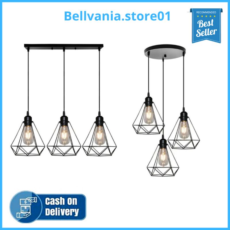 Lampu Hias Gantung Minimalis 3 IN 1 Set Modern Diamond Vintage Dekorasi Rumah Ruang Tamu Cafe