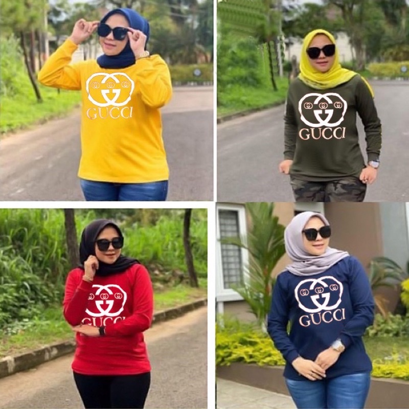 Baju Atasan Wanita baby terry GUCCI / atasan lengan panjang /  kekinian / realpic
