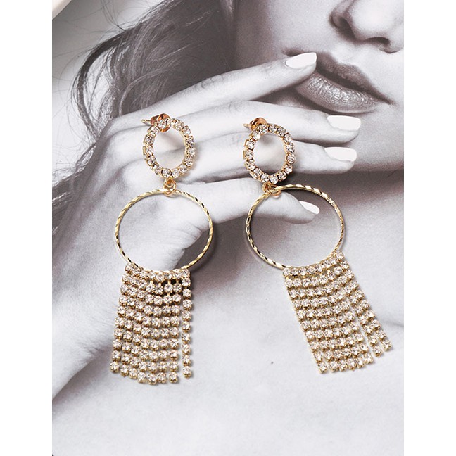 LRC Anting Tusuk Fashion Gold Tassel Earrings F46035