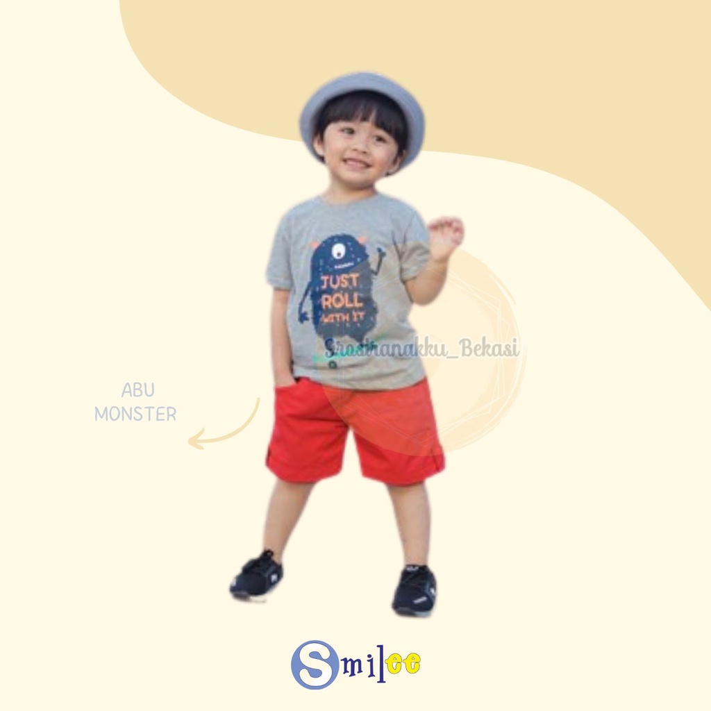 Setelan Anak Cowok Abu Monster Size 1-3Tahun Murah