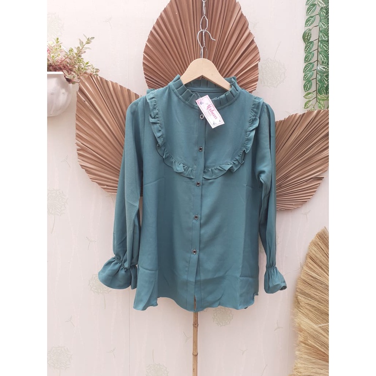 ATASAN KERAH REMPEL/BAJU ATASAN WANITA/ ATASAN WANITA/ATASAN PEREMPUAN/ ATASAN REMAJA CASUAL / PAKAIAN WANITA-hijau tosca
