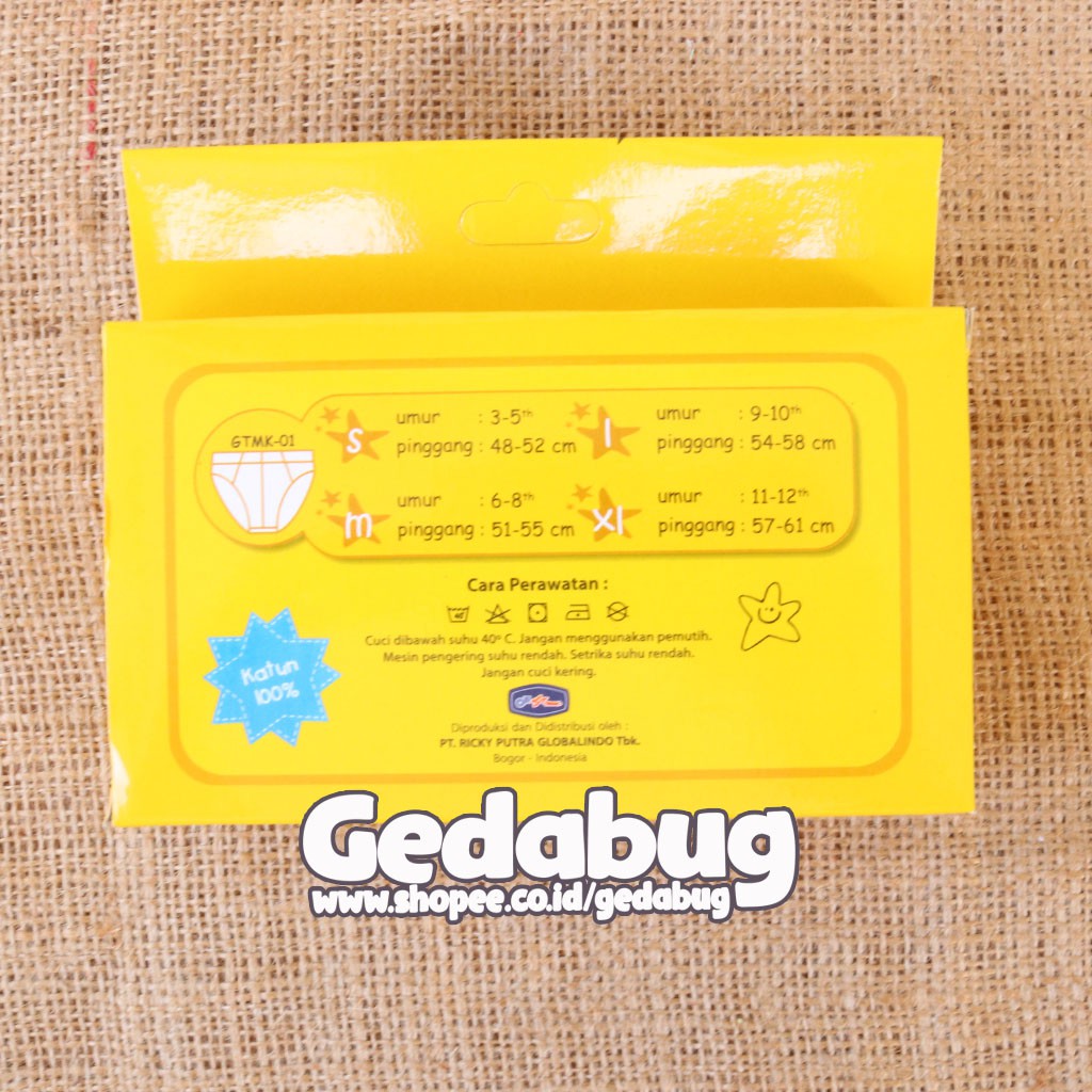 CD Anak GT MAN Kids Kuning | Celana dalam anak karet kerut polos | Gedabug