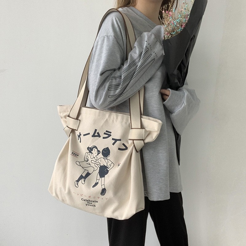 TC-30 tas kanvas canvas wanita import korea jepang bahu shoulder bag japan youth