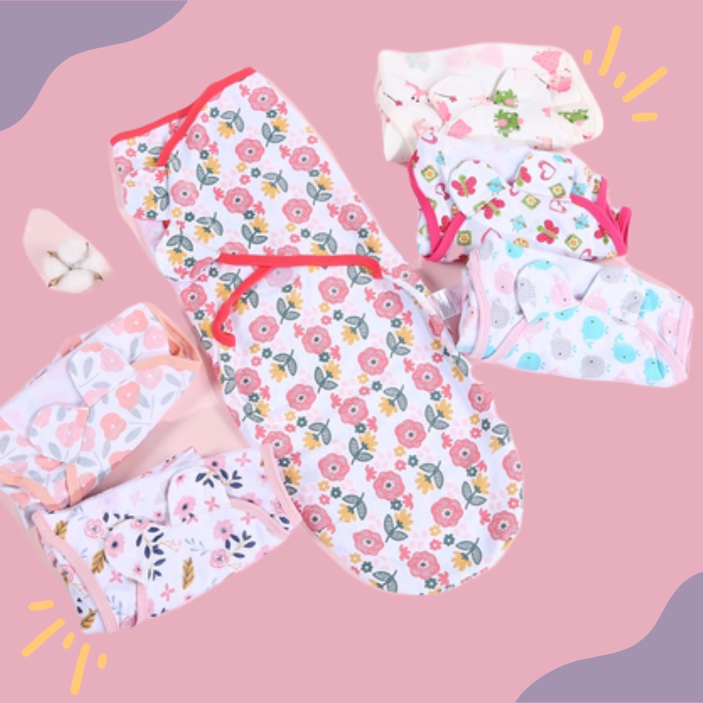 Bedong Bayi topi bayi baby swaddle selimut bayi Swaddle me Instan newborn blanket wrap zip instant swaddle