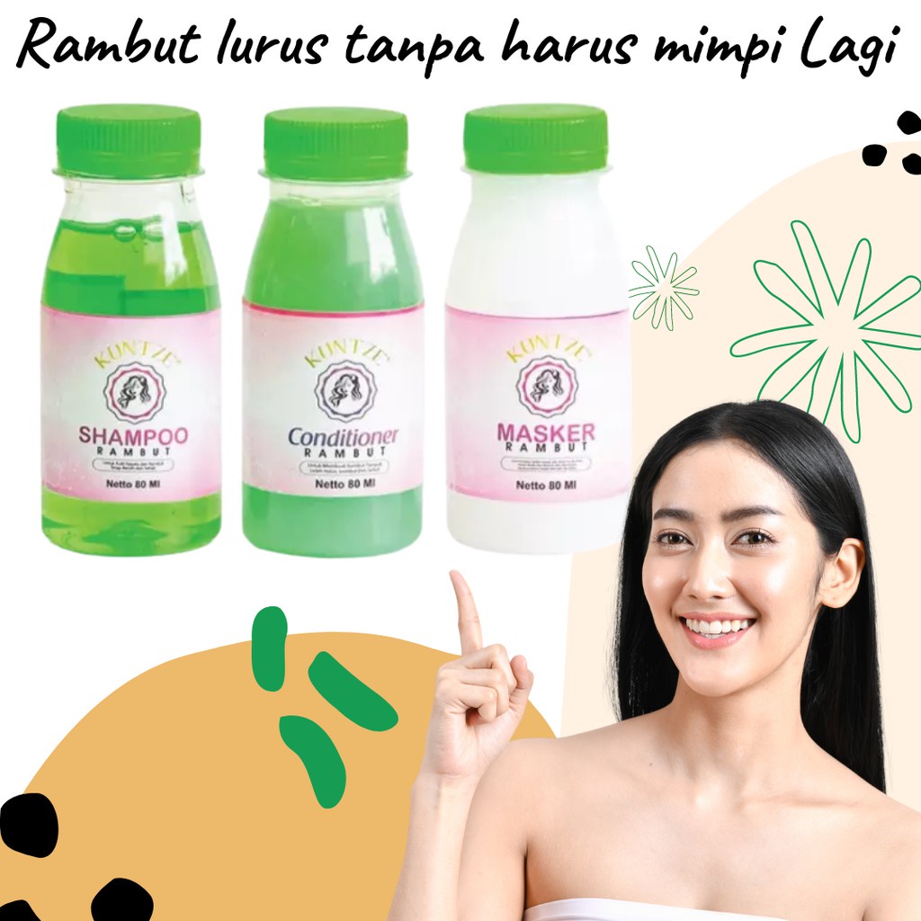 [ORI] KUNTZE PAKET PELURUS RAMBUT 3in1 SHAMPO + CONDITIONER + MASKER l 100% Ampuh Melebatkan Rambut