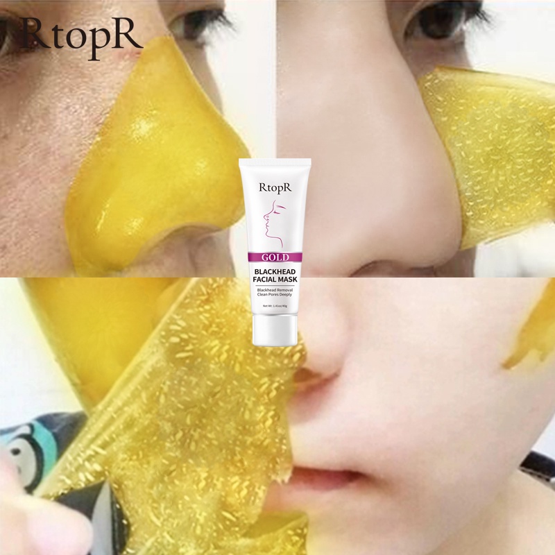 [BPOM]RtopR Emas Menghilangkan Komedo Masker Wajah Pori-pori Mengupas Hidung Masker Pembersih Hidung Wajah Pemutih Hidrasi Lumpur Emas 40g