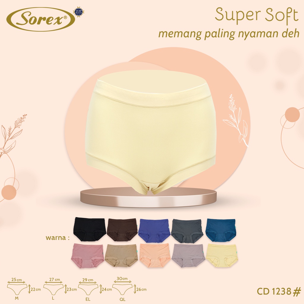 6 Pcs Celana Dalam Wanita SOREX 1238 - MIDI Cutting - Super Soft CD Underwear - Pakaian Dalam Wanita Katun Cotton
